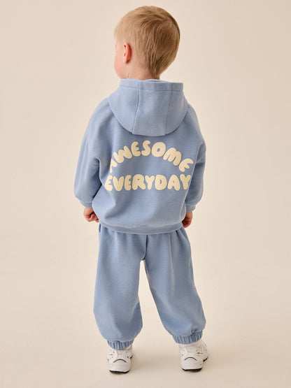 Blue Back Print Hoodie and Joggers Set (3mths-7yrs)