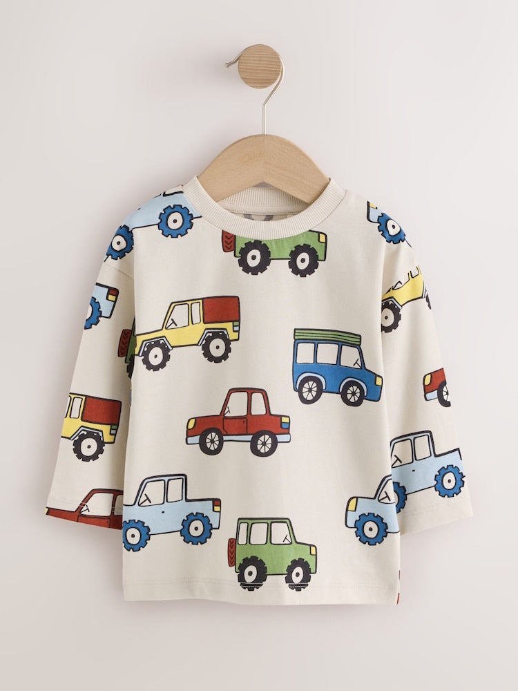 Blue Stripe Car Long Sleeve Graphic