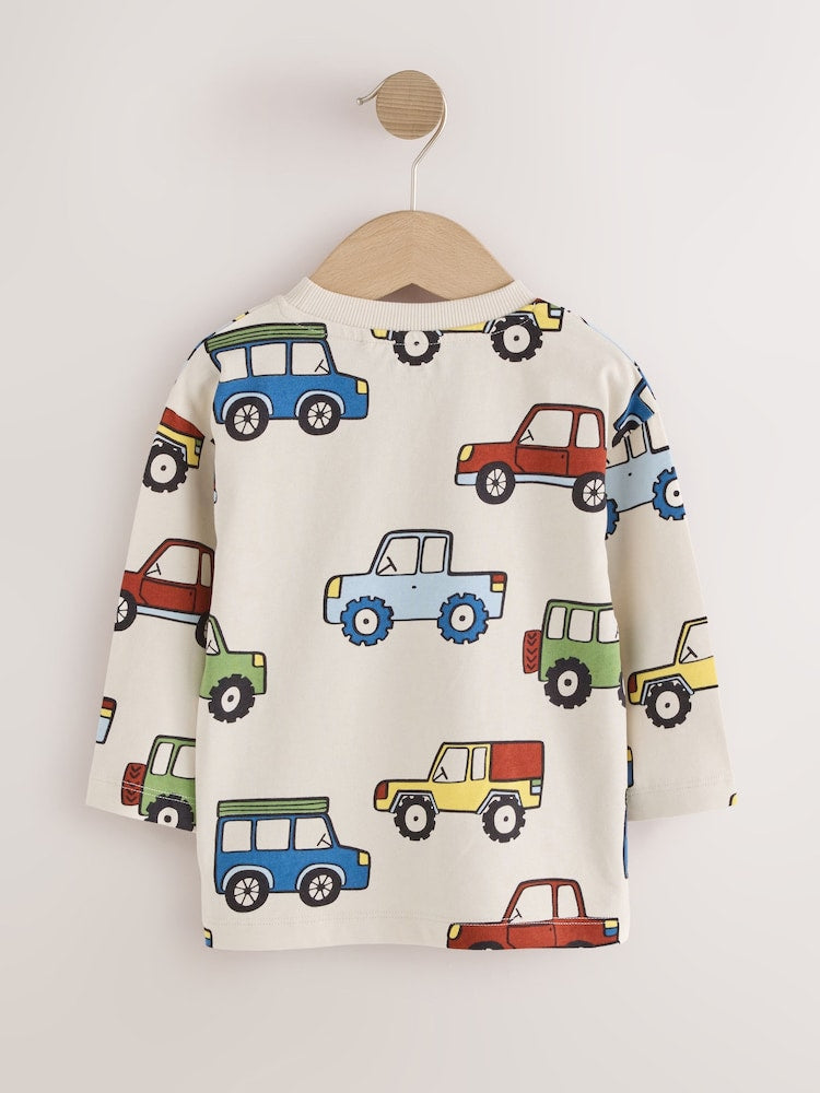 Blue Stripe Car Long Sleeve Graphic