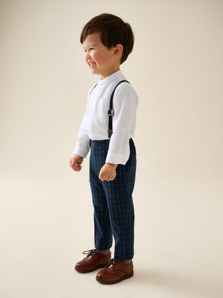 Navy Check Shirt Trousers and Braces Set (3mths-9yrs)