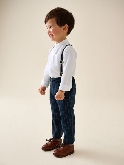 Navy Check Shirt Trousers and Braces Set (3mths-9yrs)