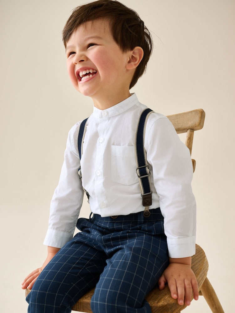 Navy Check Shirt Trousers and Braces Set (3mths-9yrs)