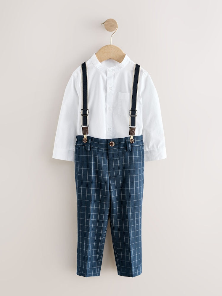 Navy Check Shirt Trousers and Braces Set (3mths-9yrs)