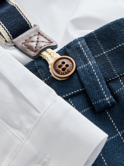 Navy Check Shirt Trousers and Braces Set (3mths-9yrs)