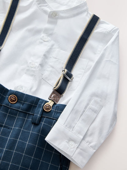 Navy Check Shirt Trousers and Braces Set (3mths-9yrs)