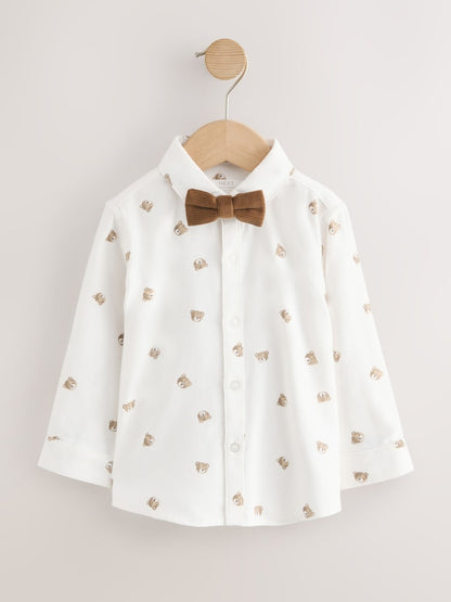 Tan Brown Bear Shirt Trousers Braces &amp; Bow Tie Set (3mths-9yrs)