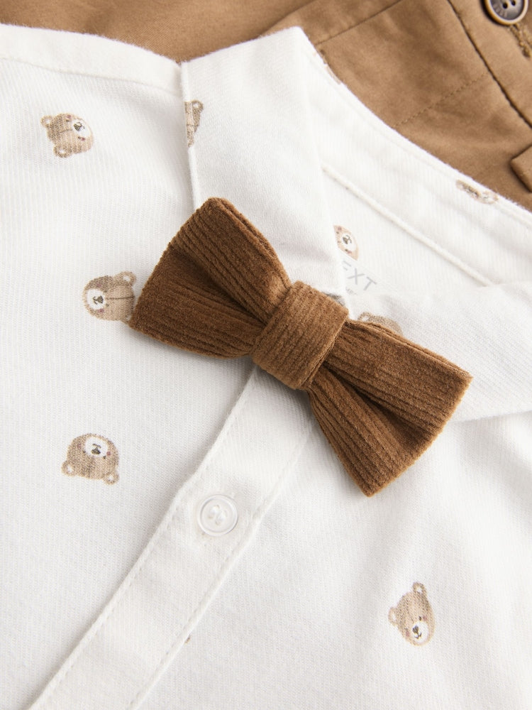 Tan Brown Bear Shirt Trousers Braces &amp; Bow Tie Set (3mths-9yrs)