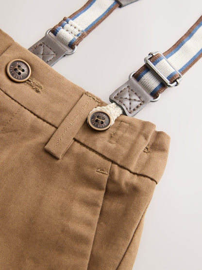 Tan Brown Bear Shirt Trousers Braces &amp; Bow Tie Set (3mths-9yrs)