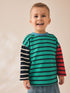 Green/Navy Hotchpotch Long Sleeve Stripe T-Shirt (3mths-7yrs)