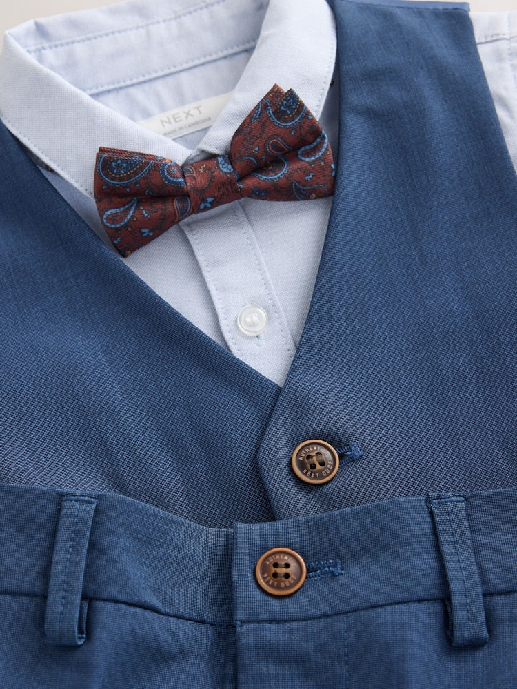 Navy Waistcoat Shirt Trousers &amp; Bow Tie Set (3mths-9yrs)