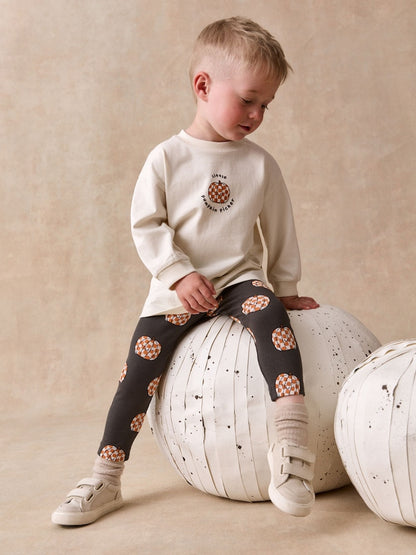White Halloween Pumpkin Graphic Printed Top and Legging Set (3mths-7yrs) - White Halloween Pumpkin / 12-18 Months (80-86cm)