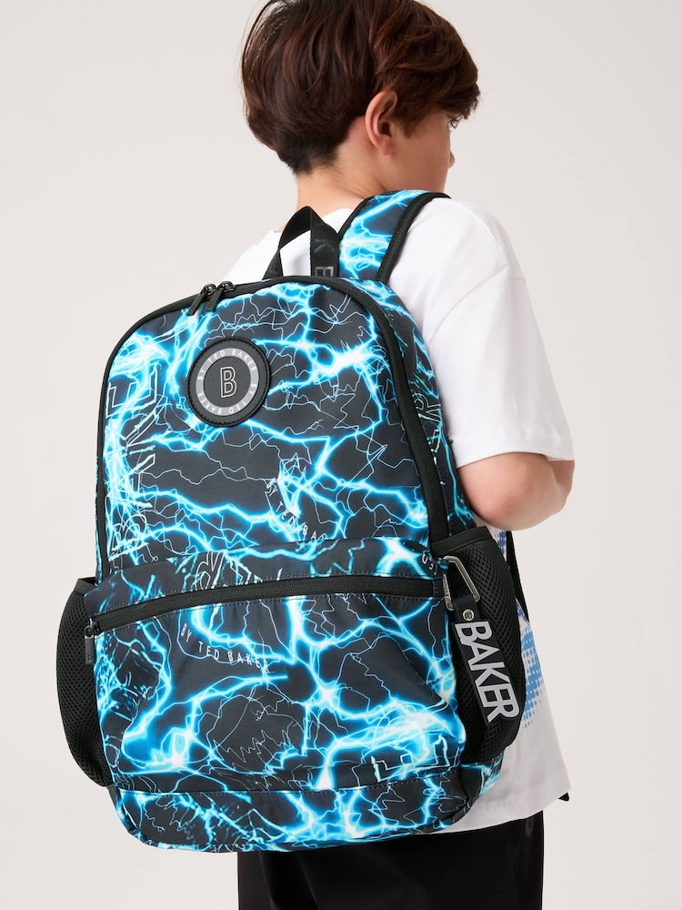 Baker by Ted Baker Blue Back To School Childrens Lightning Storm Backpack