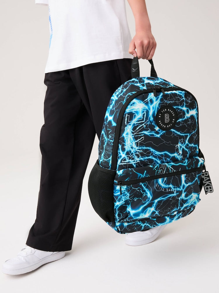 Baker by Ted Baker Blue Back To School Childrens Lightning Storm Backpack