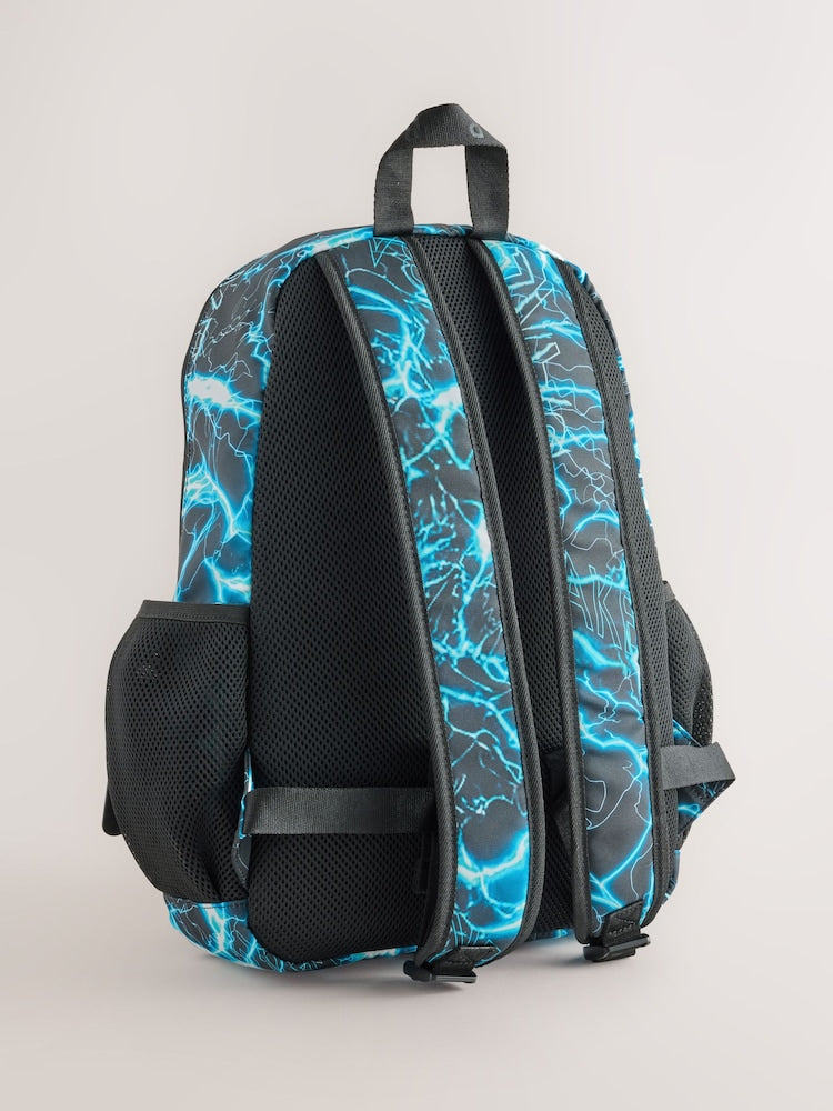 Baker by Ted Baker Blue Back To School Childrens Lightning Storm Backpack