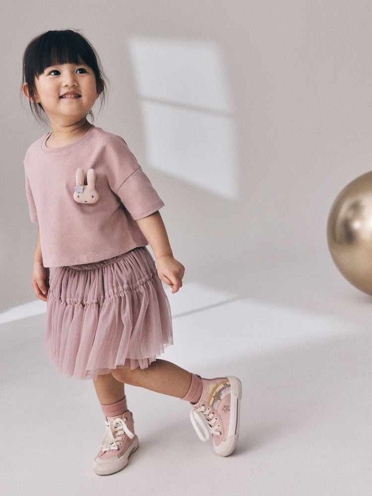 Pink Padded Bunny Short Sleeve Top and Tutu Skirt Set (3mths-7yrs) - Pink Padded Bunny / 12-18 Months (80-86cm)