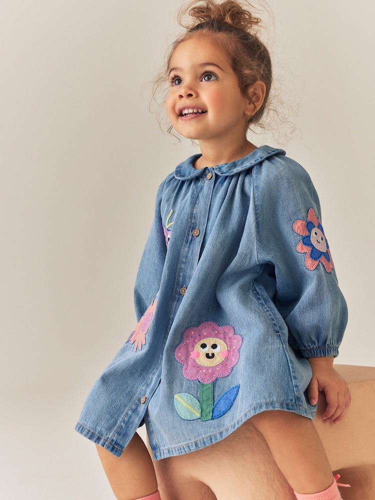 Blue Denim Long Sleeve Dress (3mths-8yrs)