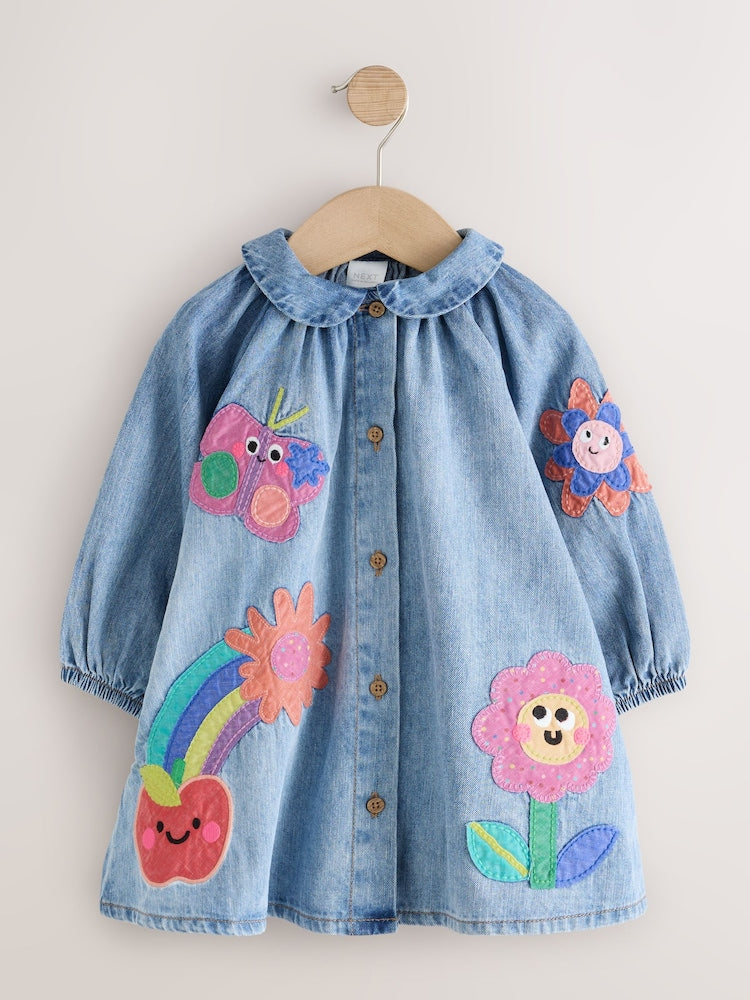 Blue Denim Long Sleeve Dress (3mths-8yrs)
