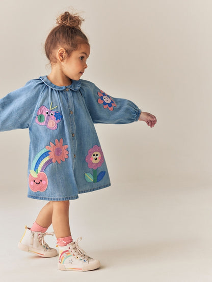 Blue Denim Long Sleeve Dress (3mths-8yrs)
