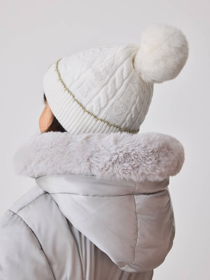 Baker by Ted Baker Ivory Cable Knit Heart Hat and Mittens Set