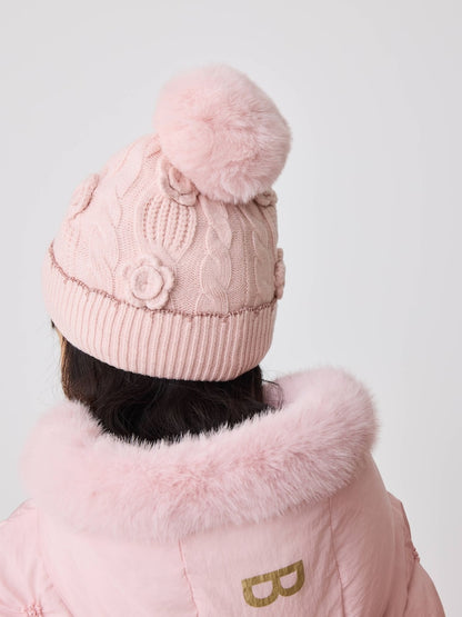Baker by Ted Baker Pink Corsage Knitted Hat and Mittens Set - Size 3 - 9 Months (62 - 74cm)