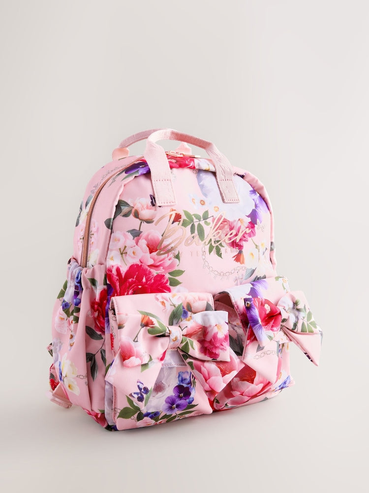 Baker by Ted Baker Pink Back to School Childrens Floral Bow Backpack