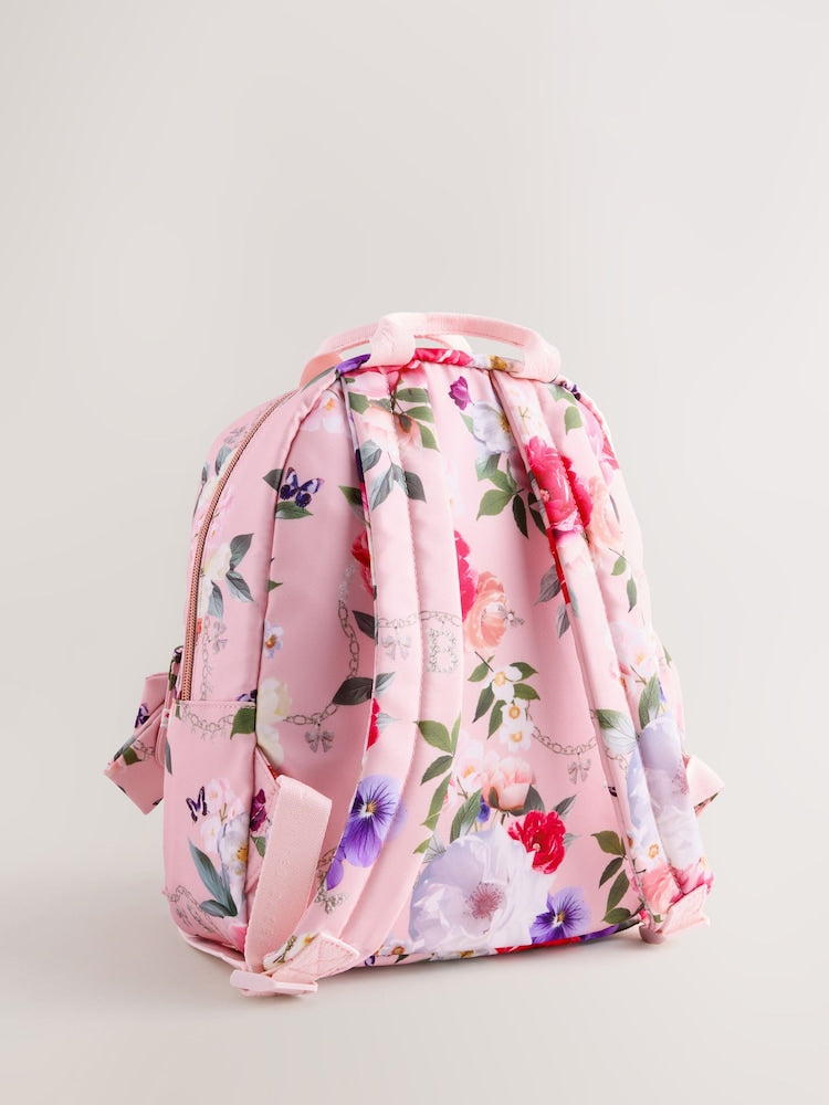 Baker by Ted Baker Pink Back to School Childrens Floral Bow Backpack