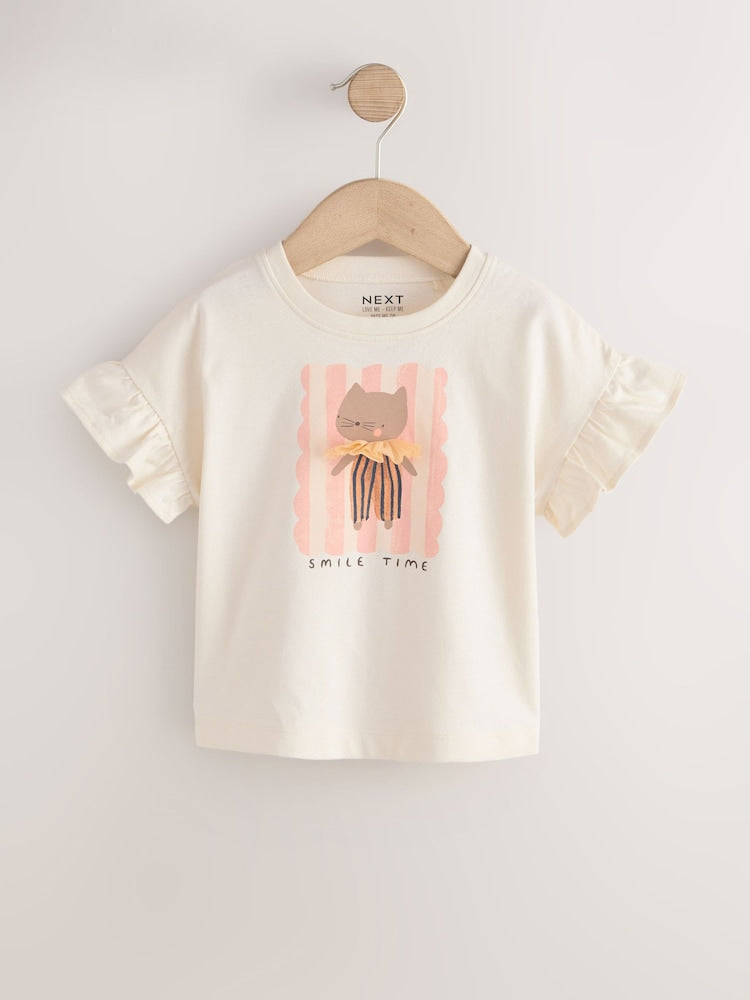 Neutral Pink Cat T-Shirts 4 Pack (3mths-7yrs)