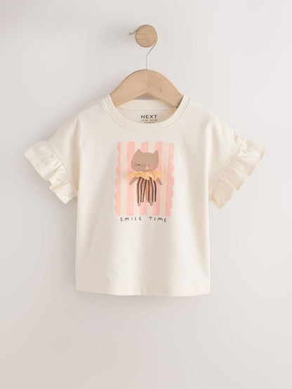 Neutral Pink Cat T-Shirts 4 Pack (3mths-7yrs)
