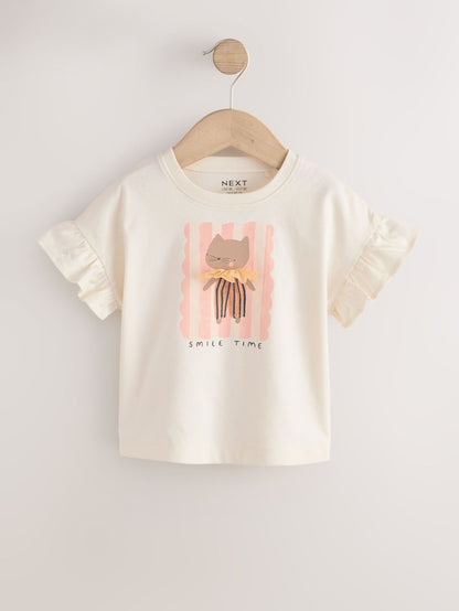 Neutral Pink Cat Short Sleeve T-Shirts 4 Pack (3mths-7yrs) - Size 3-6 Months (62-68cm)