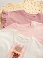 Neutral Pink Cat Short Sleeve T-Shirts 4 Pack (3mths-7yrs) - Size 3-6 Months (62-68cm)