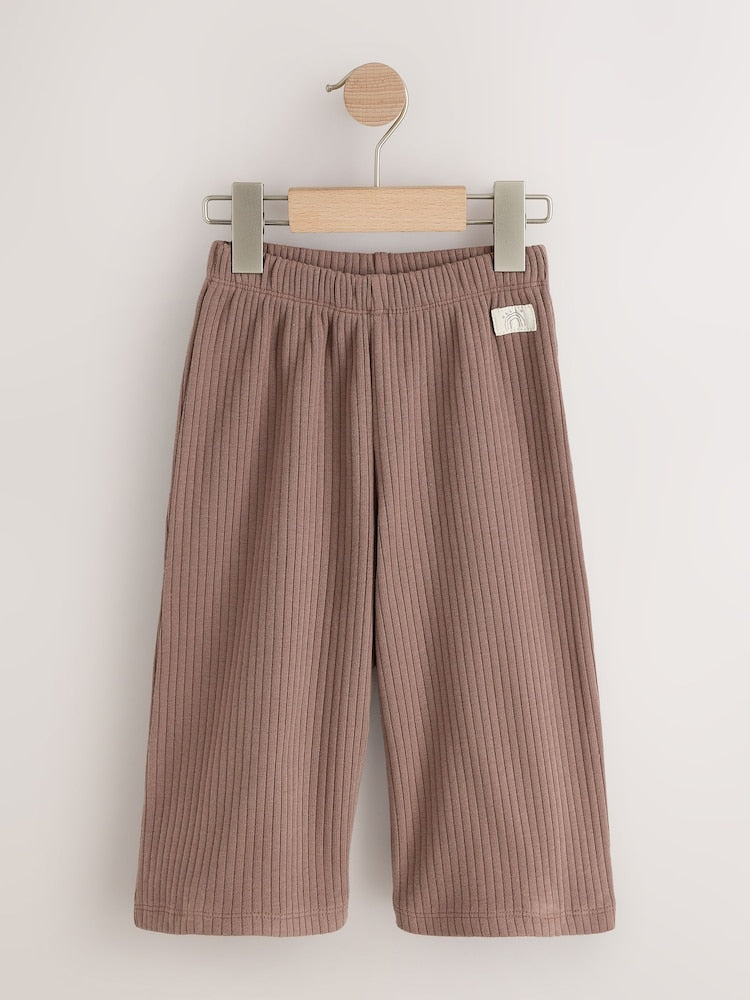 Neutral/Lilac Ribbed Wide Leg