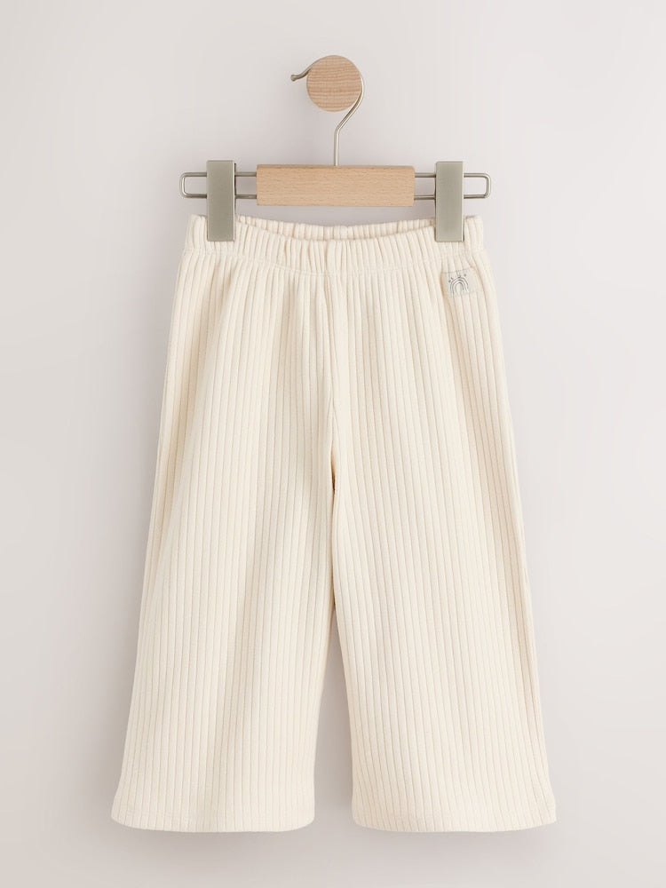 Neutral/Lilac Ribbed Wide Leg