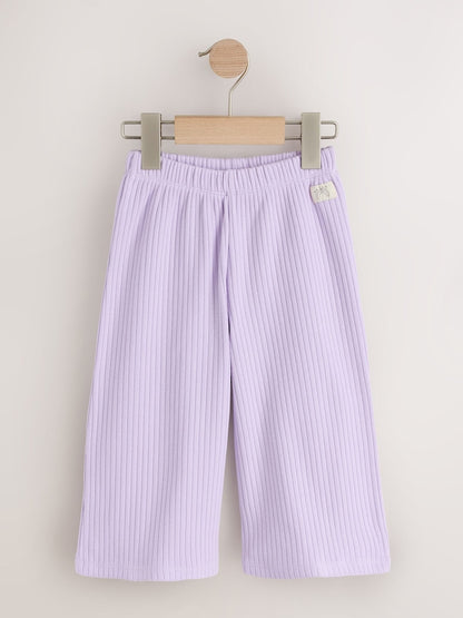 Neutral/Lilac Ribbed Wide Leg
