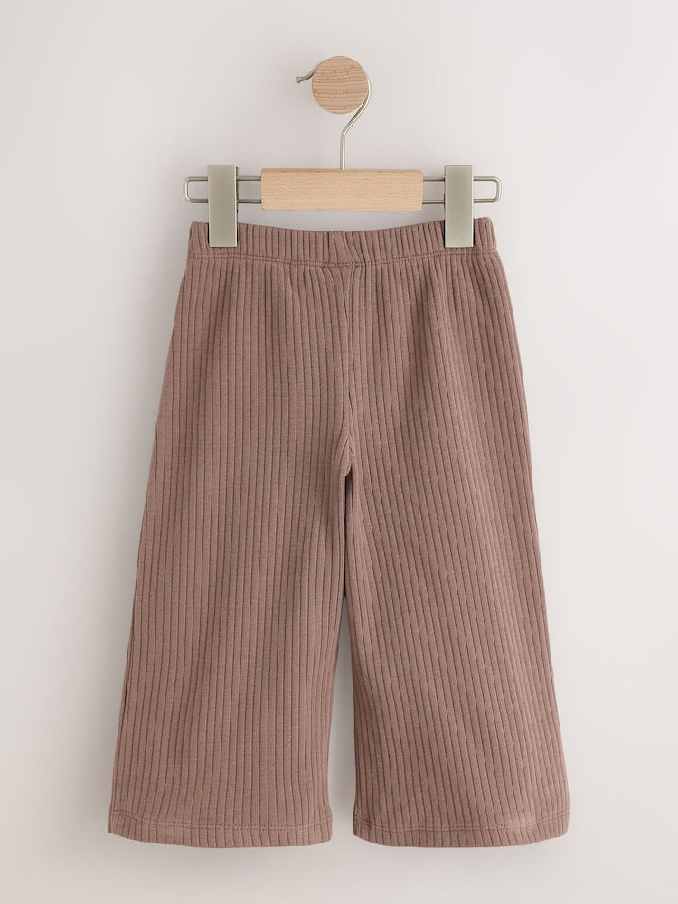 Neutral/Lilac Ribbed Wide Leg
