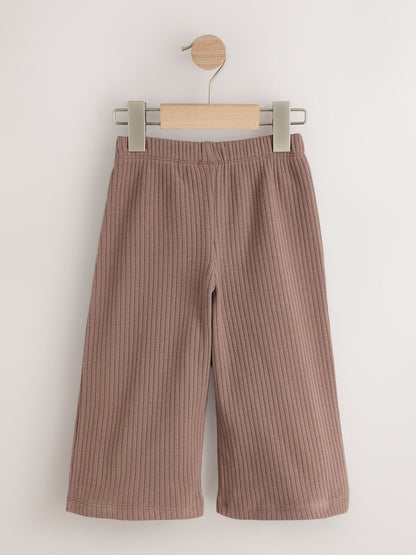 Neutral/Lilac Ribbed Wide Leg
