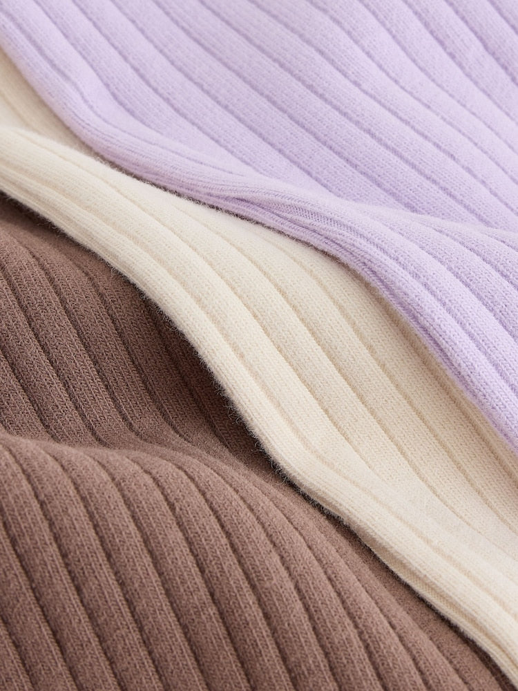 Neutral/Lilac Ribbed Wide Leg