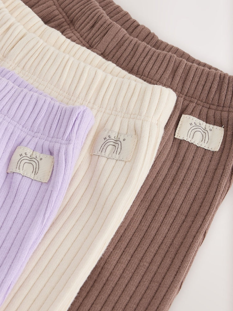 Neutral/Lilac Ribbed Wide Leg