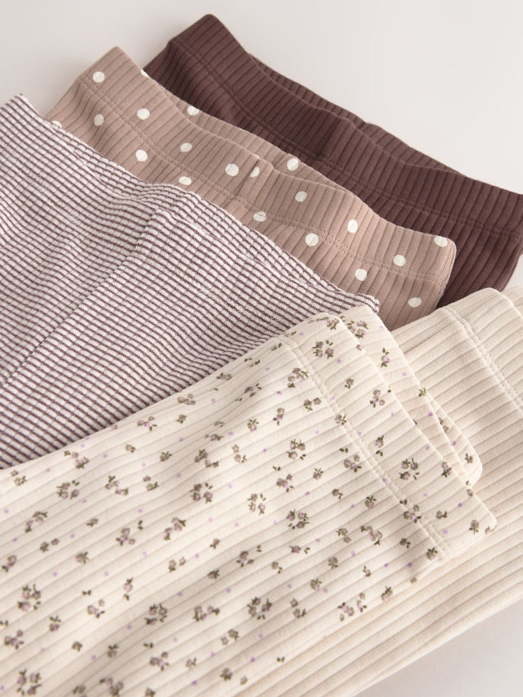 Neutral Ribbed Flare Leggings 5 Pack (3mths-7yrs)