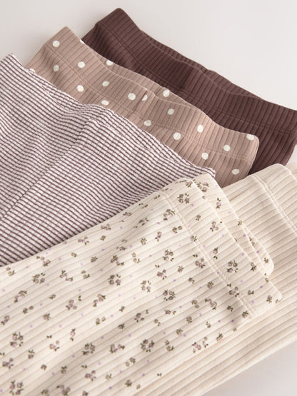 Neutral Ribbed Flare Leggings 5 Pack (3mths-7yrs)