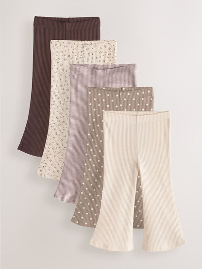 Neutral Ribbed Flare Leggings 5 Pack (3mths-7yrs)