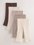 Neutral Ribbed Flare Leggings 5 Pack (3mths-7yrs)