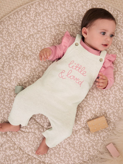 Ecru Knit Baby Bodysuit &amp; Dungaree 2 Piece Set (0mths-2yrs) - Up to 1 Month (50-56cm)