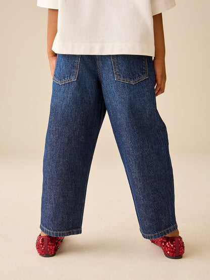 Dark Wash Diamante Cherries Barrel Jeans (3-16yrs) - Size 3 Years (98cm) - Dark Wash Diamante Cherries Barrel
