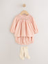 Pink Smock Woven Top, Shorts and Socks Baby Set 2 Piece (0mths-2yrs) - Pink Smock Woven / Up to 1 Month (50-56cm)