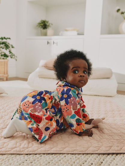 Multi Bright Print Cord Baby Dress And Tights 2 Piece Set (0mths-2yrs)
