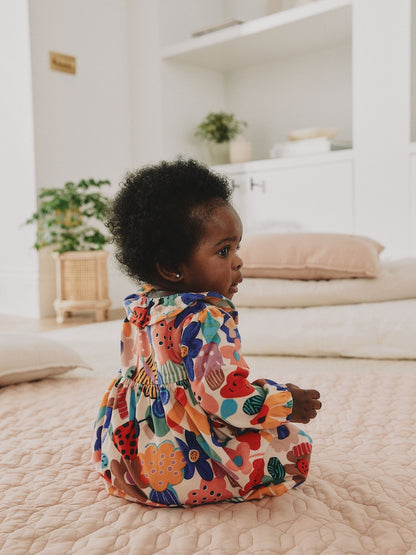 Multi Bright Print Cord Baby Dress And Tights 2 Piece Set (0mths-2yrs)