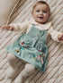 Teal Blue Baby Pinafore Bodysuit And Tights 3 Piece Set (0mths-2yrs) - Teal Blue / Up to 1 Month (50-56cm)