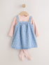 Denim Spot Baby Pinafore Long Sleeve Bodysuit And Tights 3 Piece Set (0mths-2yrs) - Denim Spot / Up to 1 Month (50-56cm)