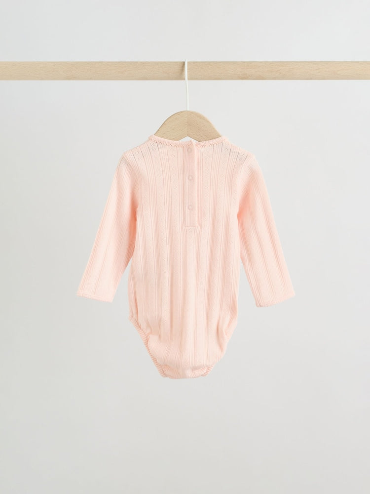 Pink Pointelle Bodysuit Leggings And Cardigan Baby Set 3 Piece (0-9mths)