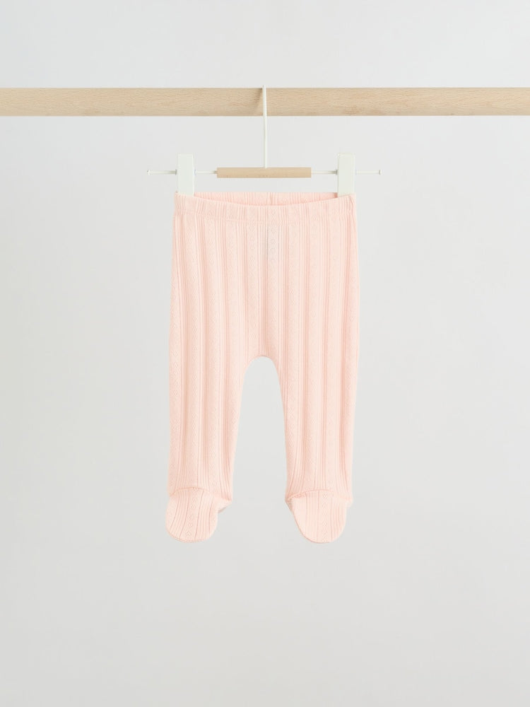 Pink Pointelle Bodysuit Leggings And Cardigan Baby Set 3 Piece (0-9mths)